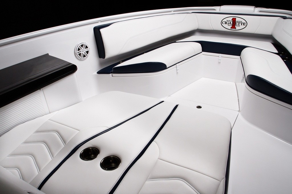 Design and finish to the bow cockpit aboard the 42 Huntress was the same standard as expected - inther words, Cigarette standard which means faultless.  - 4 Huntress © Bob Wonders